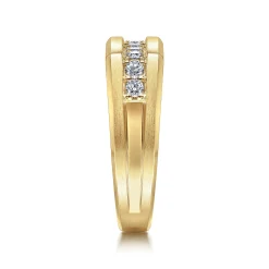 Sale Gabriel & Co. 14K Yellow Gold Angular Diamond Ring in Satin Finish