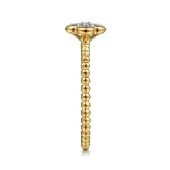 Clearance Gabriel & Co. 14K Yellow Gold Aquamarine Cluster Clover and Bujukan Bead Stackable Ring