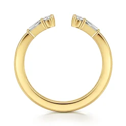 Best Gabriel & Co. 14K Yellow Gold Baguette and Round Open Diamond Anniversary Band - 0.22 ct