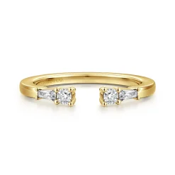Best Gabriel & Co. 14K Yellow Gold Baguette and Round Open Diamond Anniversary Band - 0.22 ct