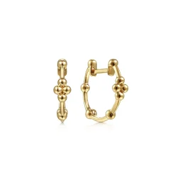 Best Gabriel & Co. 14K Yellow Gold Beaded Ball Station Huggies