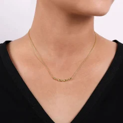 Gabriel & Co. 14K Yellow Gold Beaded Curved Bar Necklace