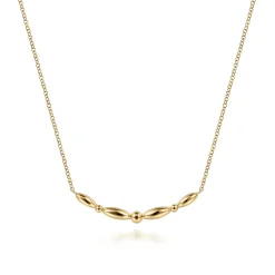 Gabriel & Co. 14K Yellow Gold Beaded Curved Bar Necklace