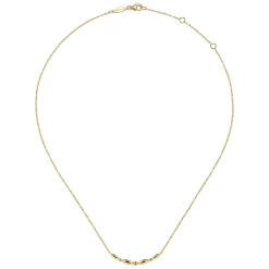 Gabriel & Co. 14K Yellow Gold Beaded Curved Bar Necklace