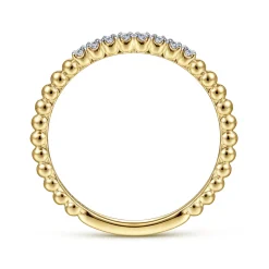 Hot Gabriel & Co. 14K Yellow Gold Beaded Diamond Stackable Ring- Bujukan