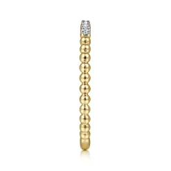 Hot Gabriel & Co. 14K Yellow Gold Beaded Diamond Stackable Ring- Bujukan
