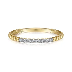 Hot Gabriel & Co. 14K Yellow Gold Beaded Diamond Stackable Ring- Bujukan