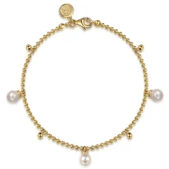 Sale Gabriel & Co. 14K Yellow Gold Beaded Pearl Droplet Bracelet-Bujukan