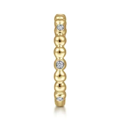 Clearance Gabriel & Co. 14K Yellow Gold Beaded Station and Diamond Stackable Ring