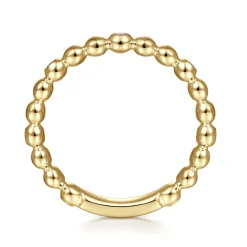 Clearance Gabriel & Co. 14K Yellow Gold Beaded Station and Diamond Stackable Ring