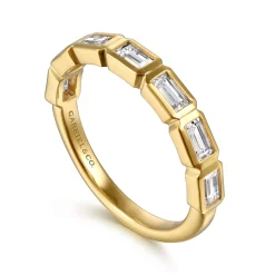 Discount Gabriel & Co. 14K Yellow Gold Bezel Baguette Diamond Anniversary Band - 0.65 ct