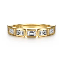 Discount Gabriel & Co. 14K Yellow Gold Bezel Baguette Diamond Anniversary Band - 0.65 ct
