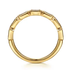 Discount Gabriel & Co. 14K Yellow Gold Bezel Baguette Diamond Anniversary Band - 0.65 ct
