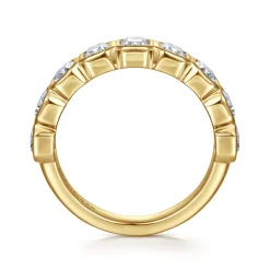 Clearance Gabriel & Co. 14K Yellow Gold Bezel Emerald Cut Diamond Anniversary Band - 2.25 ct