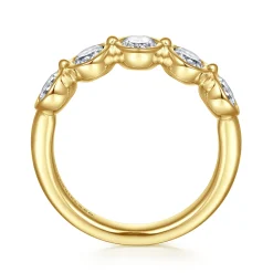 Hot Gabriel & Co. 14K Yellow Gold Bezel Oval 5 Stone Diamond Anniversary Band - 1.9 ct