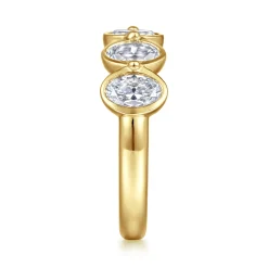 Hot Gabriel & Co. 14K Yellow Gold Bezel Oval 5 Stone Diamond Anniversary Band - 1.9 ct