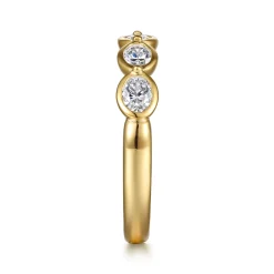 Hot Gabriel & Co. 14K Yellow Gold Bezel Oval 5 Stone Diamond Anniversary Band - 0.75 ct