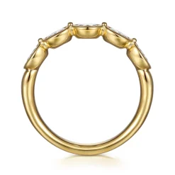 Hot Gabriel & Co. 14K Yellow Gold Bezel Oval 5 Stone Diamond Anniversary Band - 0.75 ct