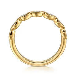 New Gabriel & Co. 14K Yellow Gold Bezel Pear Shape 7 Stone Diamond Anniversary Band - 0.7 ct