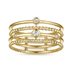 Best Gabriel & Co. 14K Yellow Gold Bezel Set Diamond Station Layered Ring