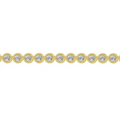 Hot Gabriel & Co. 14K Yellow Gold Bezel Set Diamond Tennis Bracelet with Twisted Rope Frame