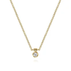 Discount Gabriel & Co. 14K Yellow Gold Bezel Set Diamond Pendant Necklace