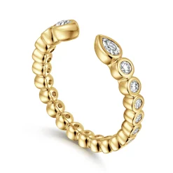 Discount Gabriel & Co. 14K Yellow Gold Bezel Set Pear and Round Open Diamond Eternity Band - 0.5 ct