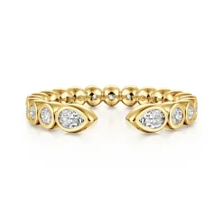 Discount Gabriel & Co. 14K Yellow Gold Bezel Set Pear and Round Open Diamond Eternity Band - 0.5 ct