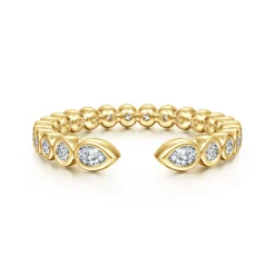 Online Gabriel & Co. 14K Yellow Gold Bezel Set Pear and Round Open Diamond Eternity Band - 0.54 ct