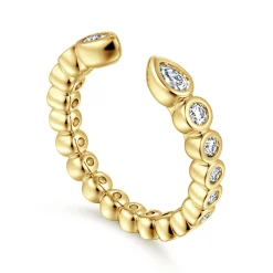 Online Gabriel & Co. 14K Yellow Gold Bezel Set Pear and Round Open Diamond Eternity Band - 0.48 ct
