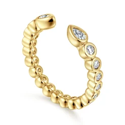 Sale Gabriel & Co. 14K Yellow Gold Bezel Set Pear and Round Open Diamond Eternity Band - 0.49 ct