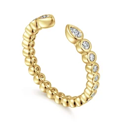 New Gabriel & Co. 14K Yellow Gold Bezel Set Pear and Round Open Diamond Eternity Band - 0.53 ct