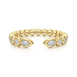New Gabriel & Co. 14K Yellow Gold Bezel Set Pear and Round Open Diamond Eternity Band - 0.53 ct