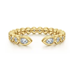 Online Gabriel & Co. 14K Yellow Gold Bezel Set Pear and Round Open Diamond Eternity Band - 0.52 ct