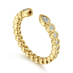 Online Gabriel & Co. 14K Yellow Gold Bezel Set Pear and Round Open Diamond Eternity Band - 0.52 ct