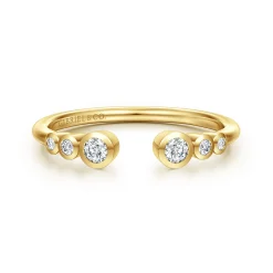 Sale Gabriel & Co. 14K Yellow Gold Bezel Set Round Diamond Open Anniversary Band - 0.15 ct