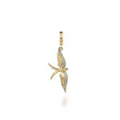 Sale Gabriel & Co. 14K Yellow Gold Bird in Flight Diamond Pendant With Detachable Bail
