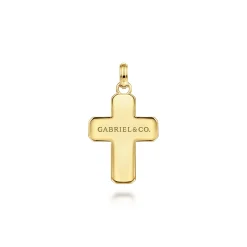 Hot Gabriel & Co. 14K Yellow Gold Black Diamond Cross Pendant