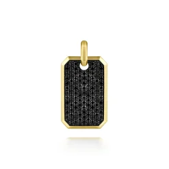 Gabriel & Co. 14K Yellow Gold Black Diamond Dog Tag Pendant