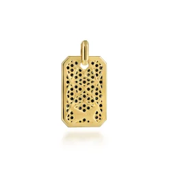Gabriel & Co. 14K Yellow Gold Black Diamond Dog Tag Pendant