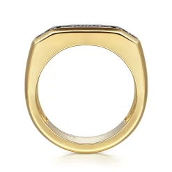Sale Gabriel & Co. 14K Yellow Gold Black Diamond Mens Ring in High Polish Finish