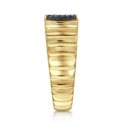 New Gabriel & Co. 14K Yellow Gold Black Diamond Mens Ring in High Polished Finish