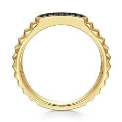 New Gabriel & Co. 14K Yellow Gold Black Diamond Mens Ring in High Polished Finish