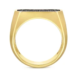 Gabriel & Co. 14K Yellow Gold Black Diamond Pave Men's Ring in High Polish Finish