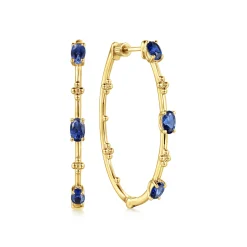 Online Gabriel & Co. 14K Yellow Gold Blue Sapphire Bujukan Classic 40mm Hoop Earrings