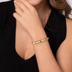 Outlet Gabriel & Co. 14K Yellow Gold Blue Sapphire Elongated Pyramid Bangle Bracelet