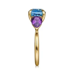 Sale Gabriel & Co. 14K Yellow Gold Blue Topaz and Amethyst Signet Ring