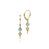 Best Gabriel & Co. 14K Yellow Gold Blue Topaz and Spiked Diamond Kite Drop Earrings