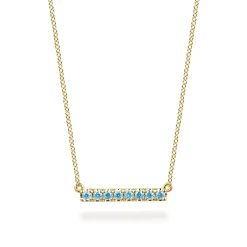 Gabriel & Co. 14K Yellow Gold Blue Topaz Bar Necklace
