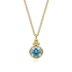Online Gabriel & Co. 14K Yellow Gold Blue Topaz Bujukan Drop Pendant Necklace